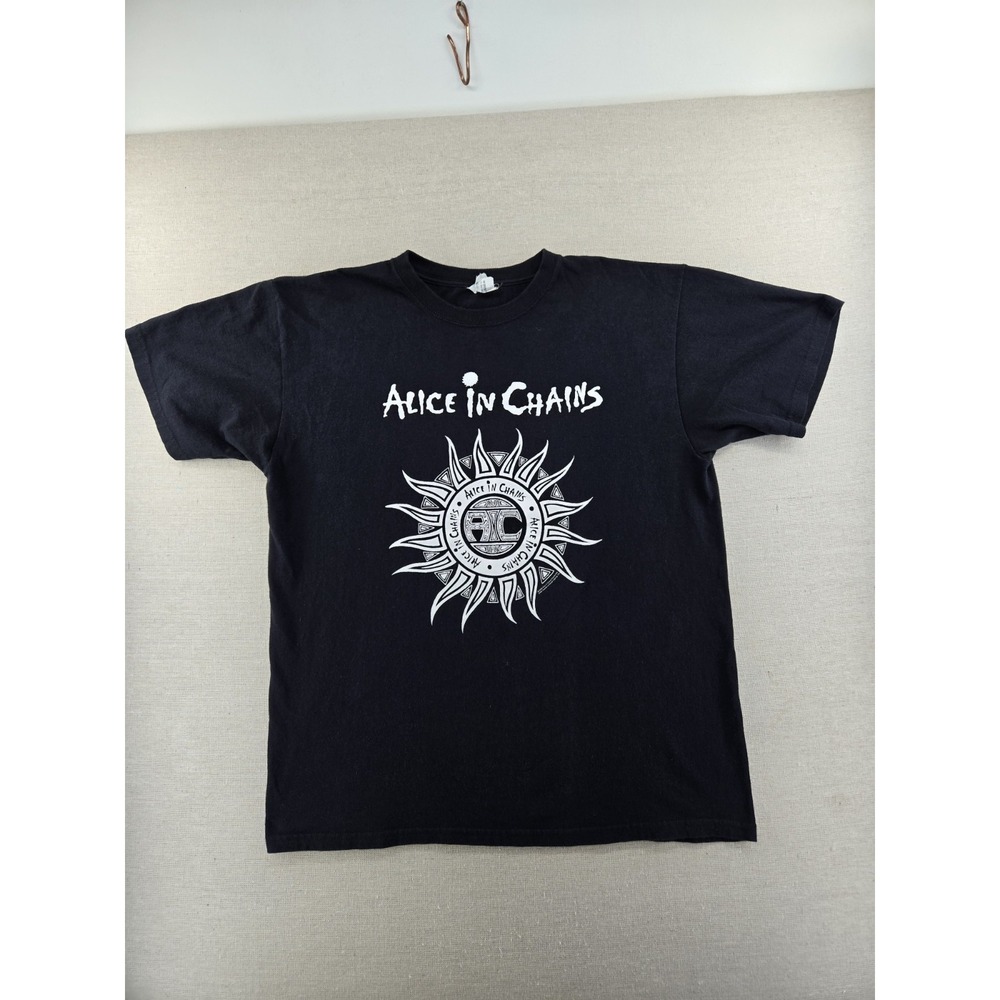 Vintage Alice In Chains Sun Logo T Shirt Mens Large Black Anvil Grunge